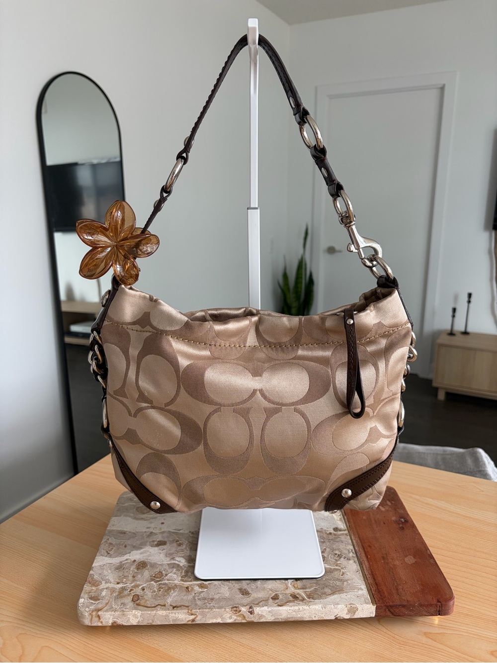Coach Signature C Medium Caryl Shoulder Bag with Silver Hardware